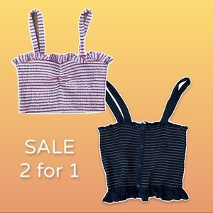2 for 1 smocked crop tops